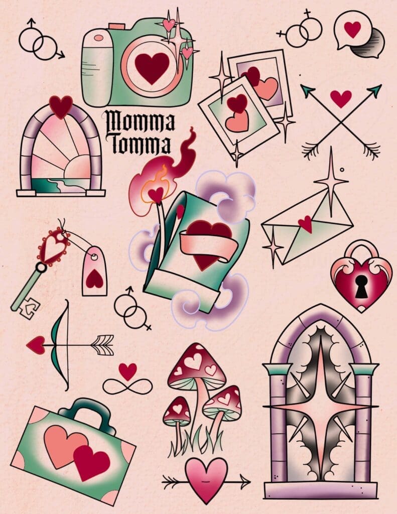 Valentines Day Tattoos Art by Momma Tomma
