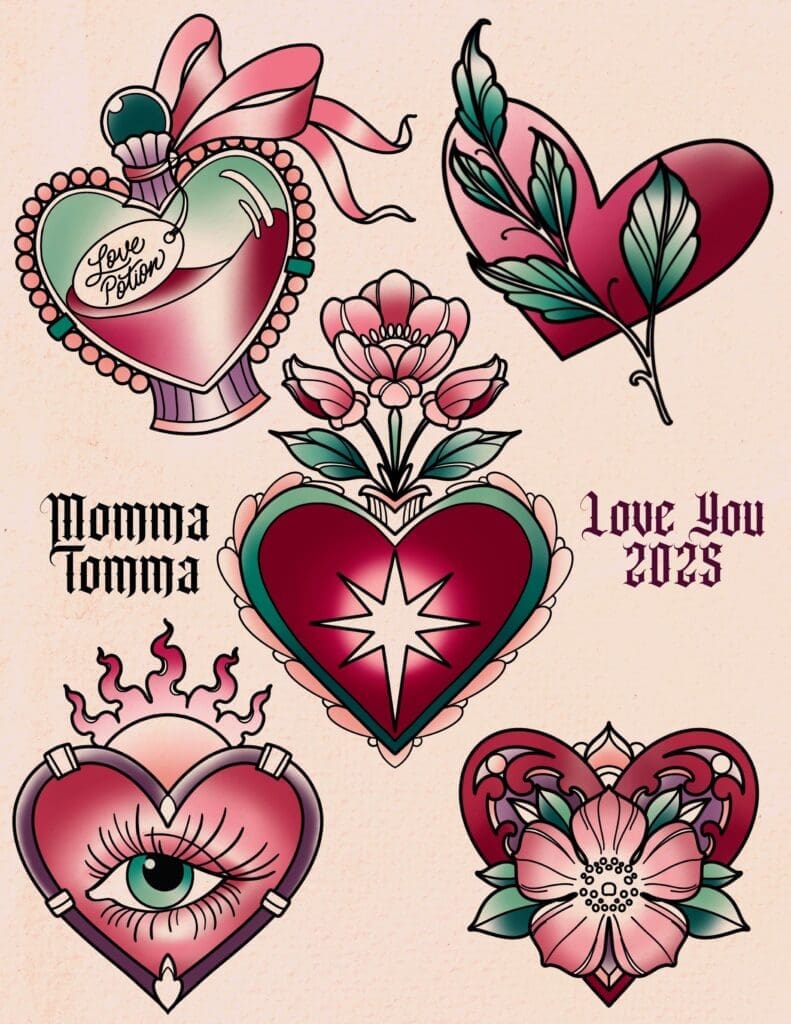 Valentines Day Tattoo Flash by Momma Tomma