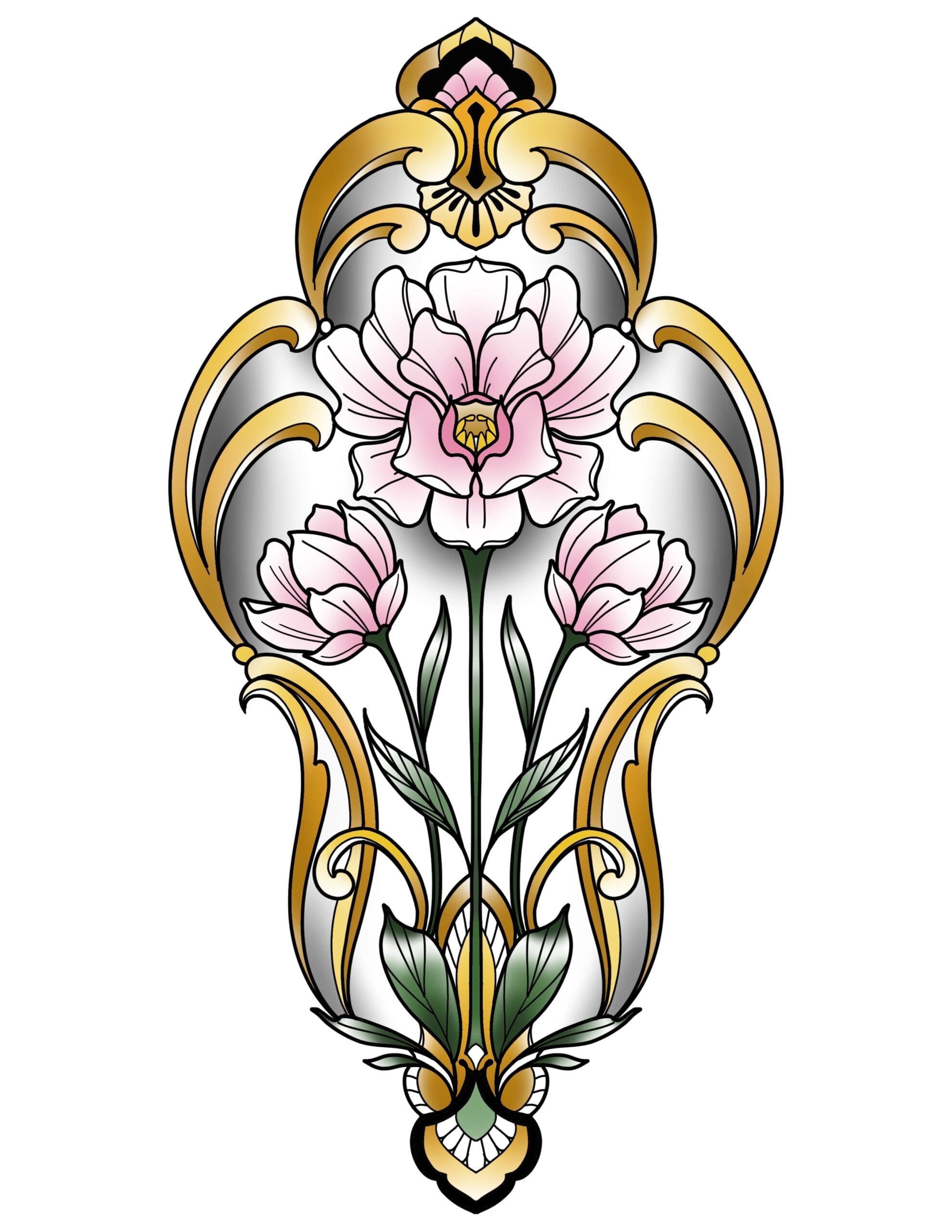 Art Deco Gold Frame With Florals