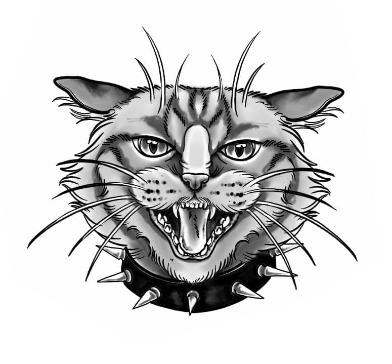 Back Off Kitty flash tattoo design by Anna Clarke at Anatomy Tattoo in Portland, Oregon