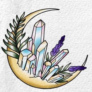 Crescent Moon With Sword Fern And Lavender