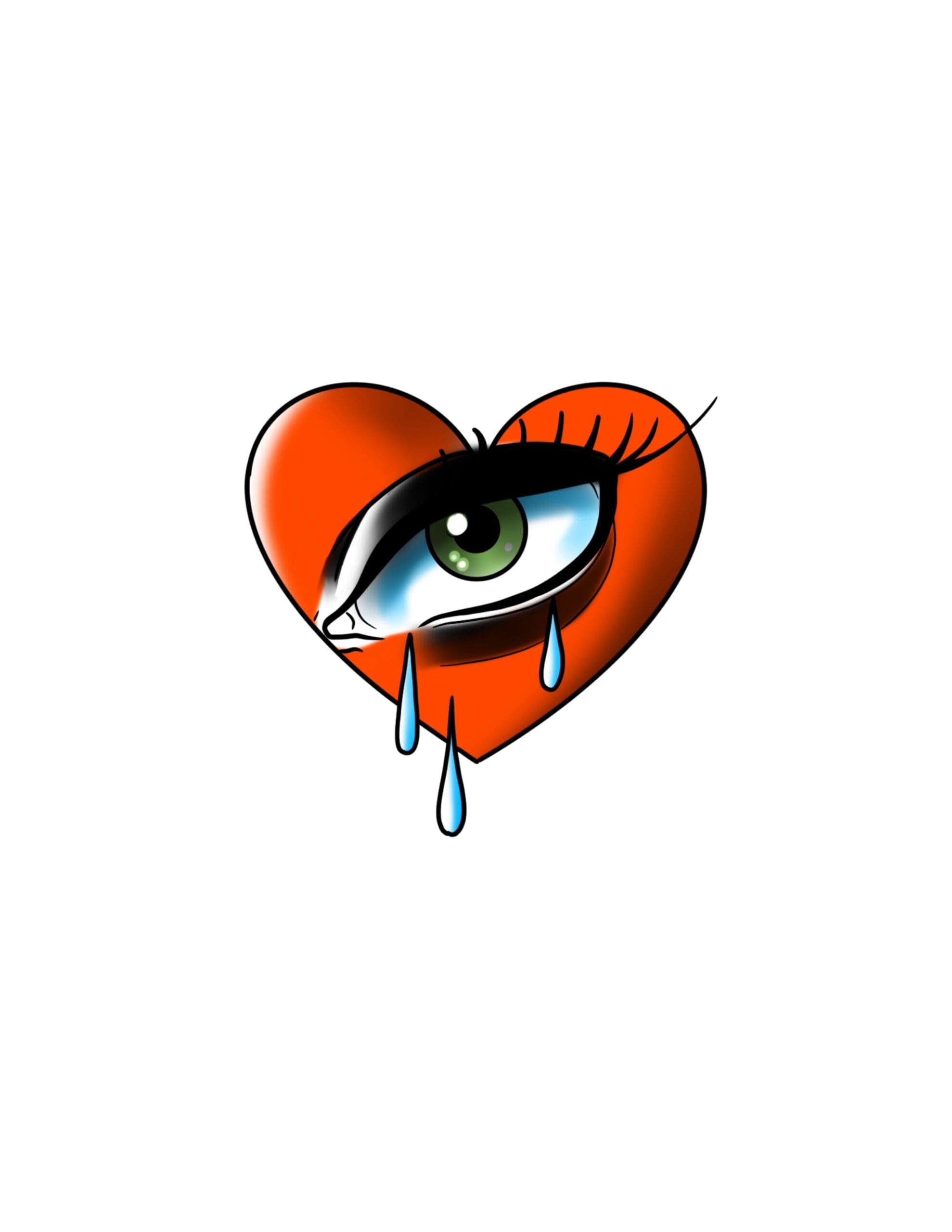 Crying Eye Heart Neotraditional