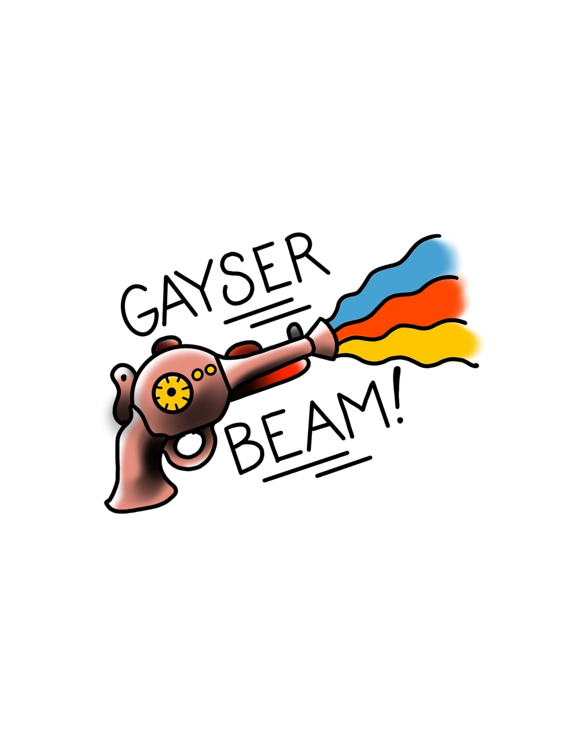 Gayser Beam flash tattoo design by Lucky Malony at Anatomy Tattoo in Portland, Oregon