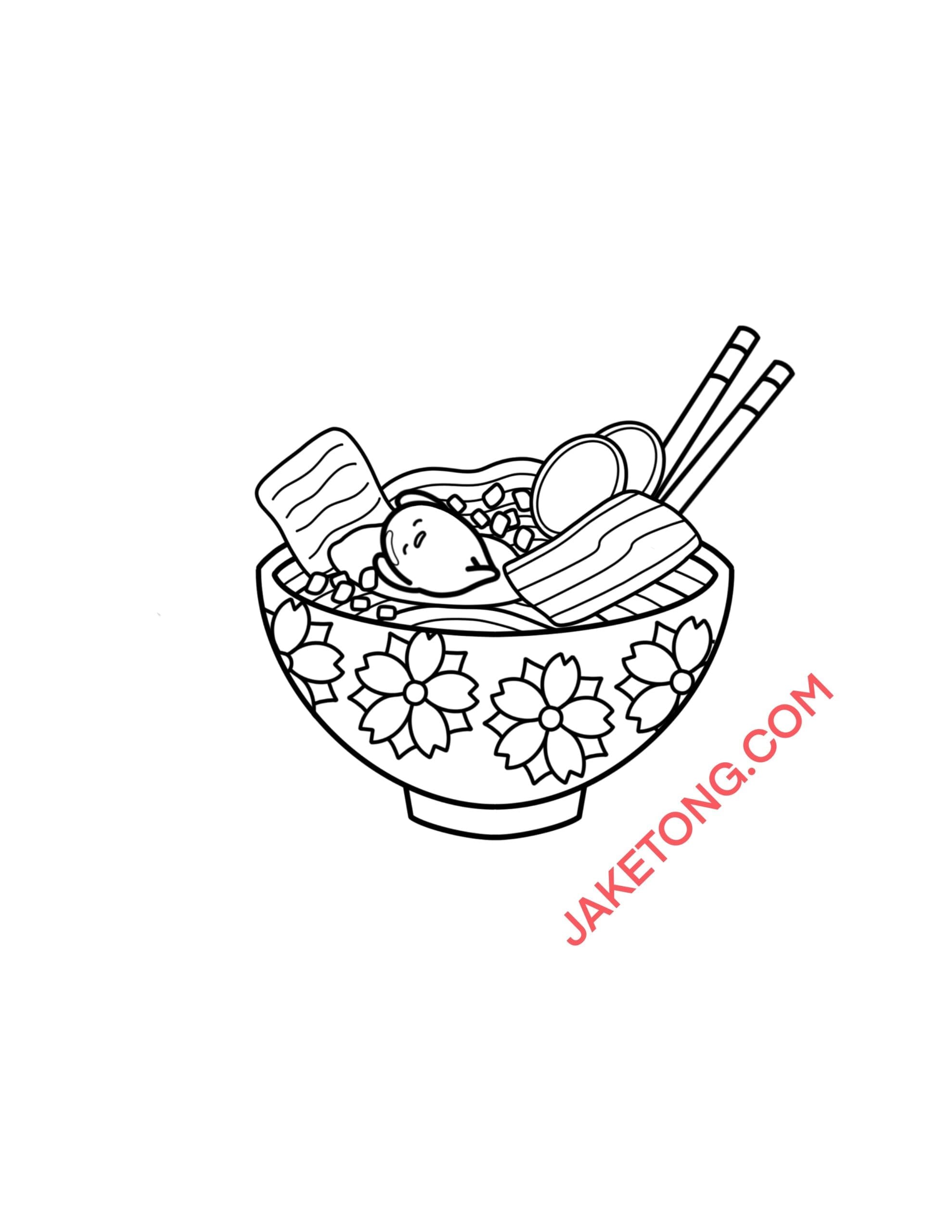 Gudetama Ramen Bowl flash tattoo design by Jake Tong at Anatomy Tattoo in Portland, Oregon