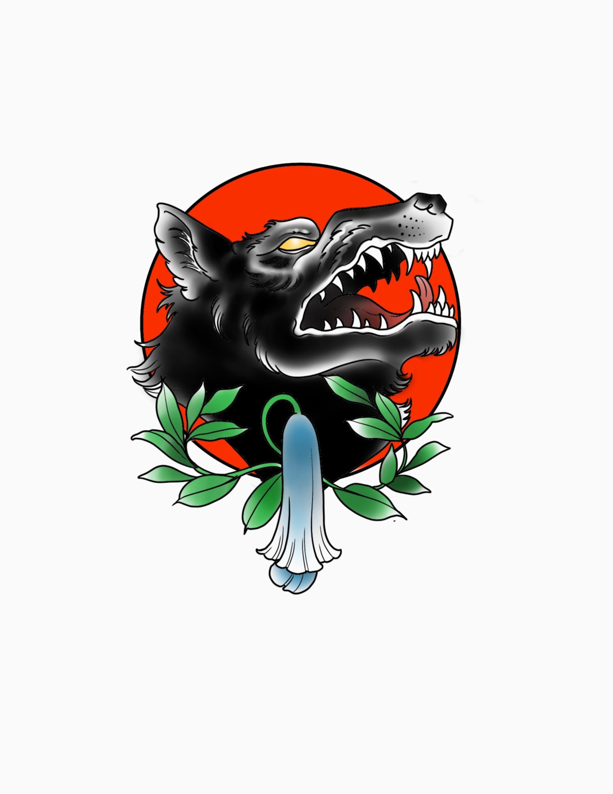 Ironwolf Head Neotraditional flash tattoo design by Lucky Malony at Anatomy Tattoo in Portland, Oregon