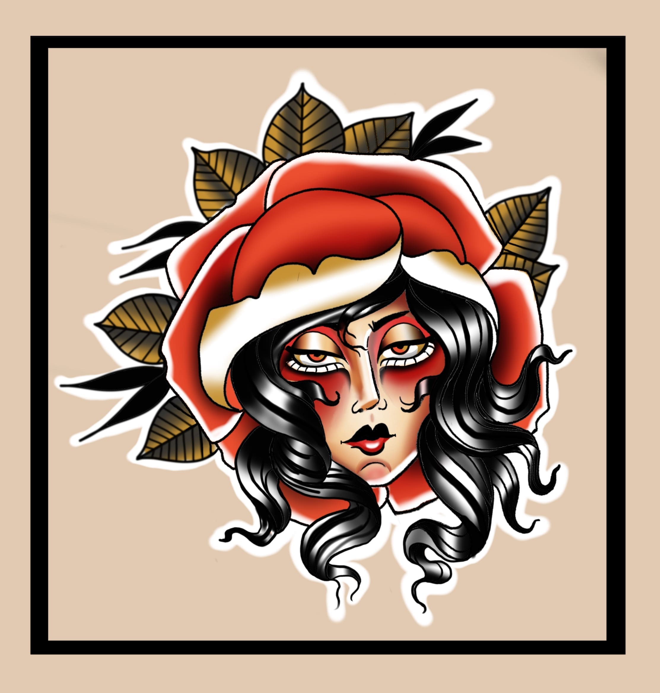Lady Head In Rose