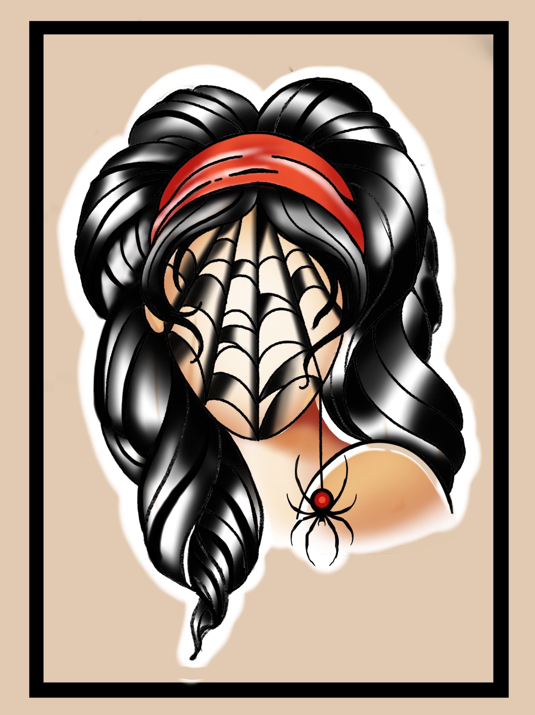 Lady Head With Spider Webs