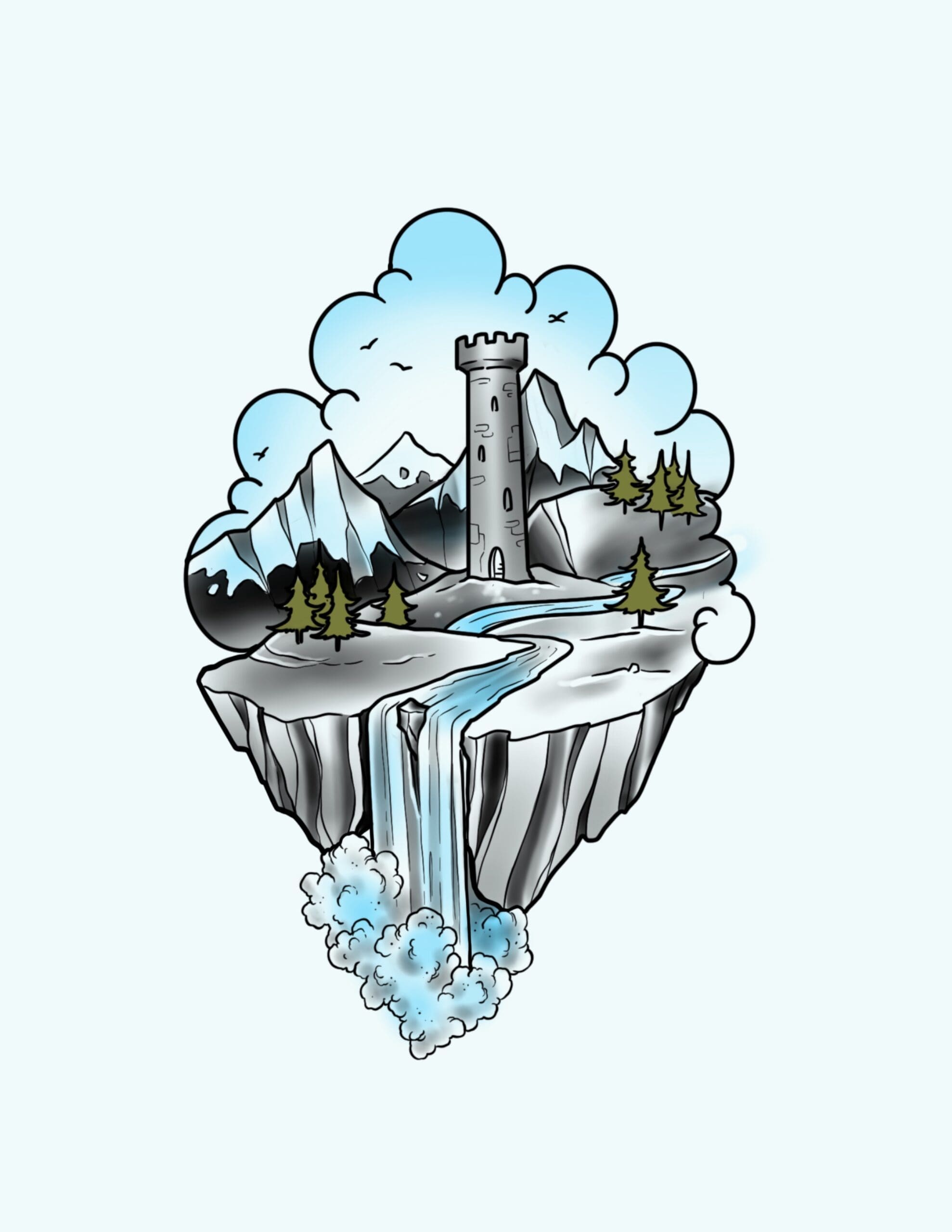 Neotraditional Fantasy Floating Tower