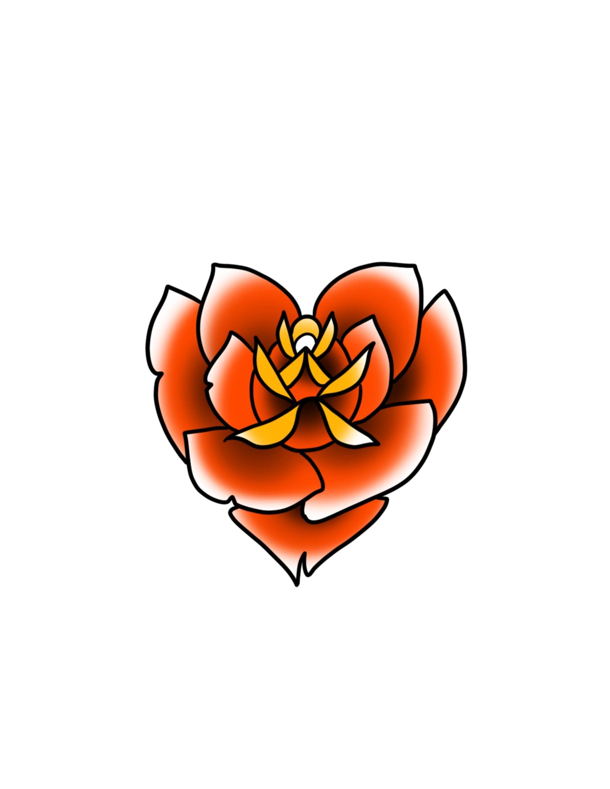 Neotraditional Heart Rose