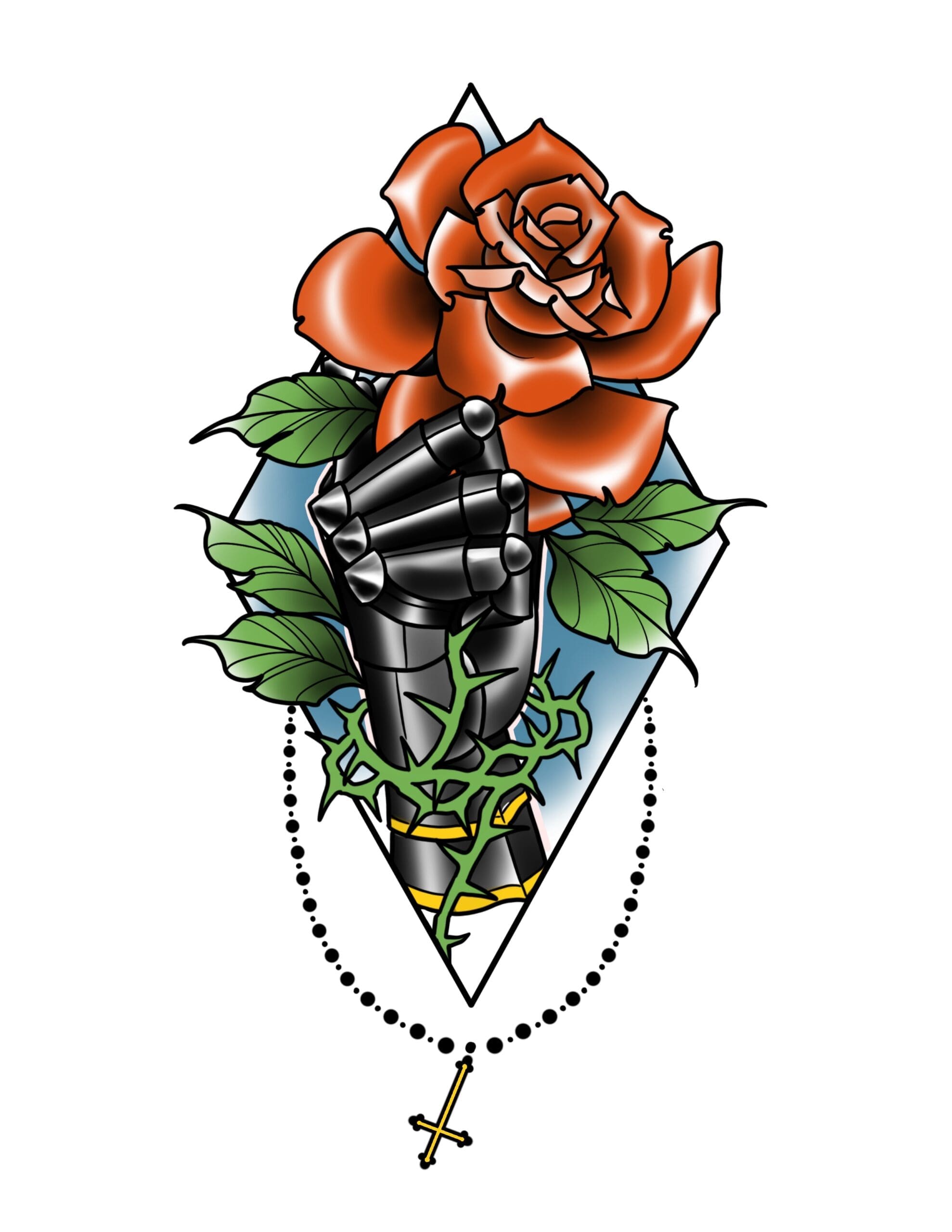 Neotraditional Rose And Gauntlet