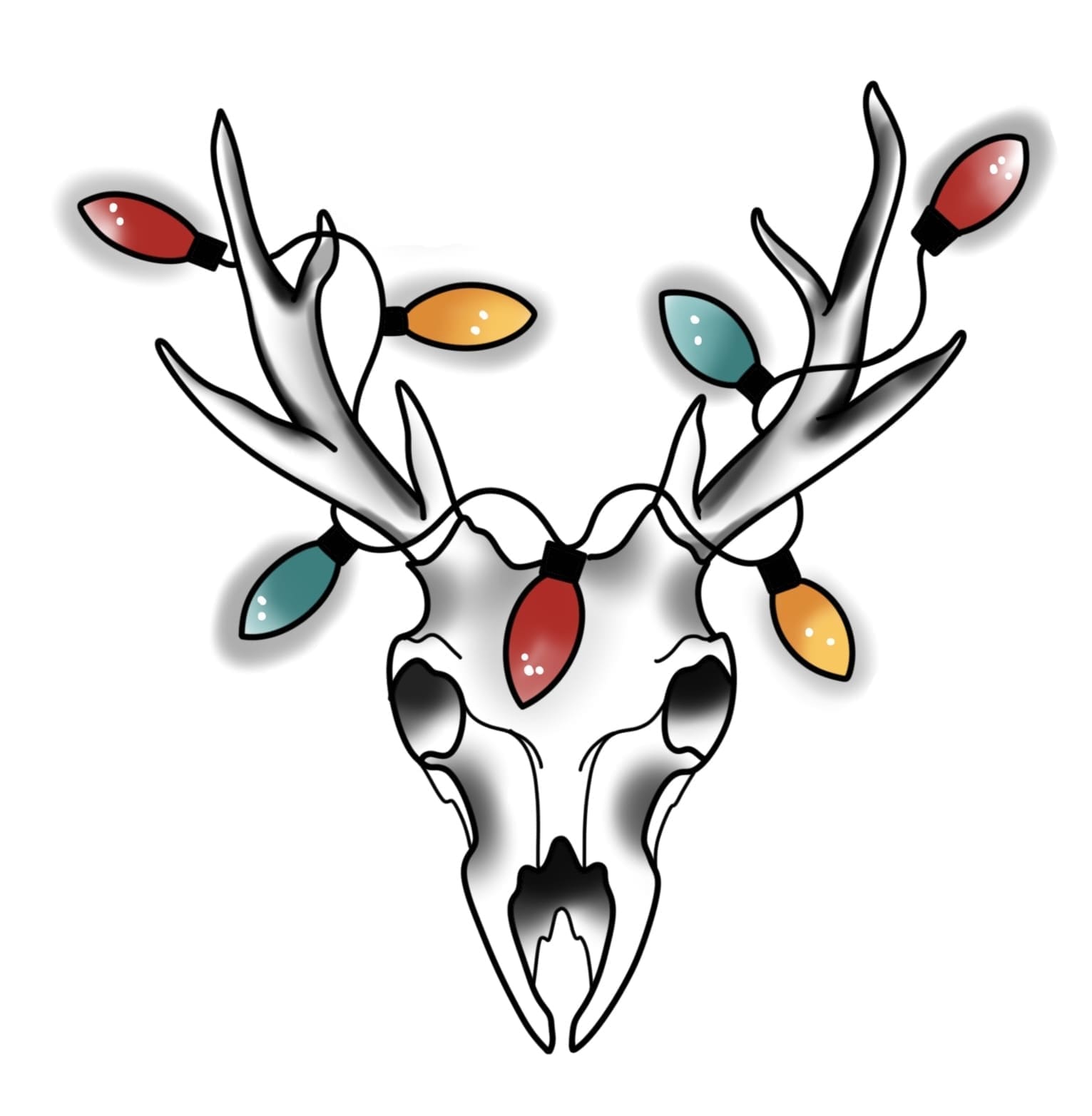 Reindeer Skull With Christmas Lights