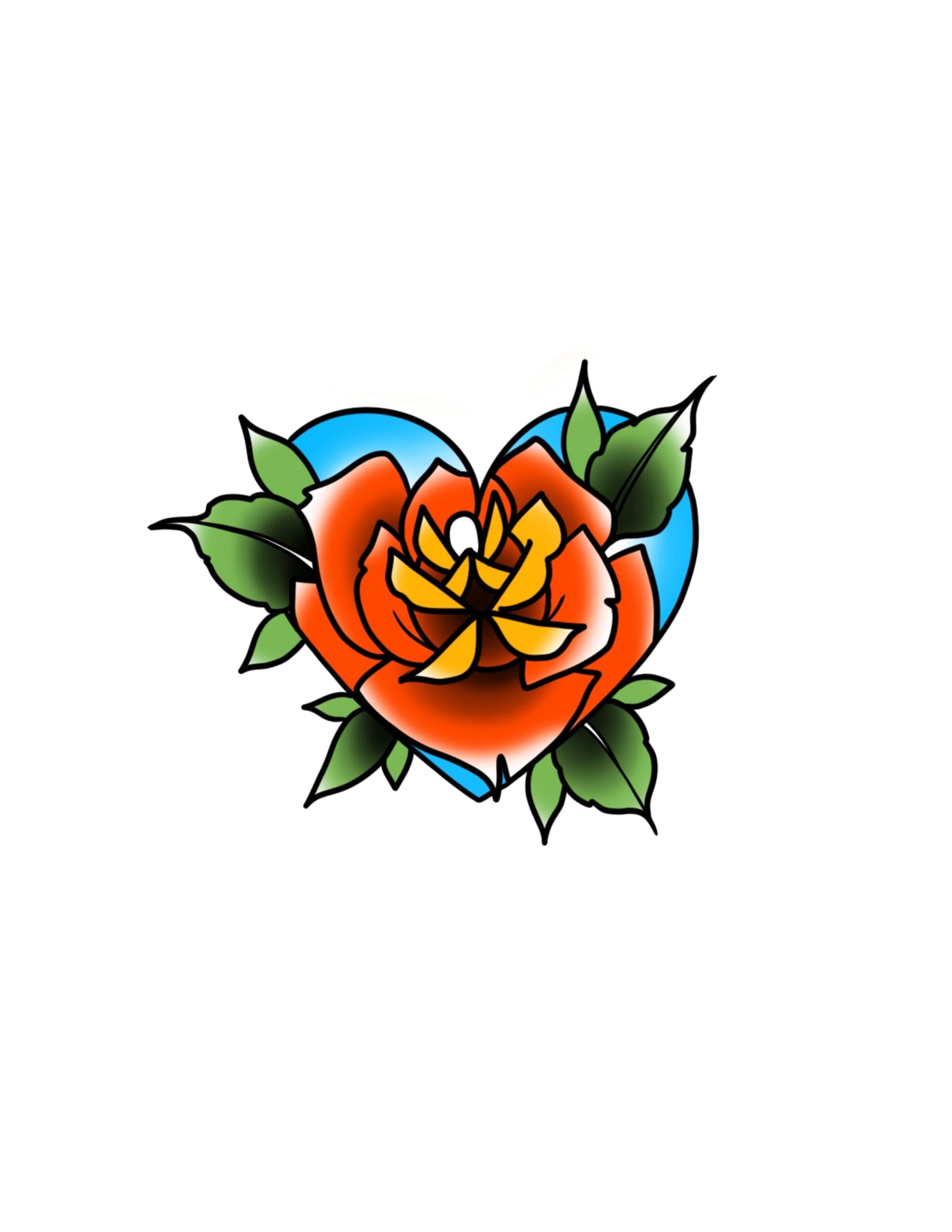Rose And Heart Neotraditional