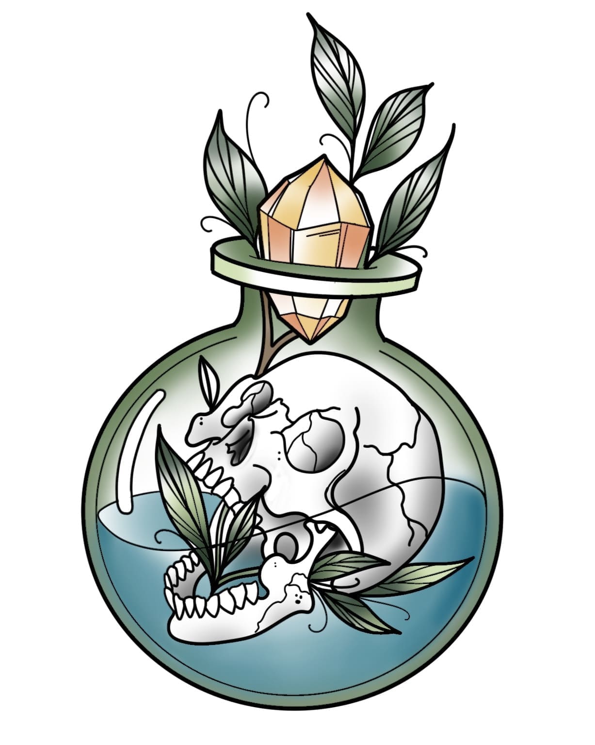 Skull Potion Citrine Stopper