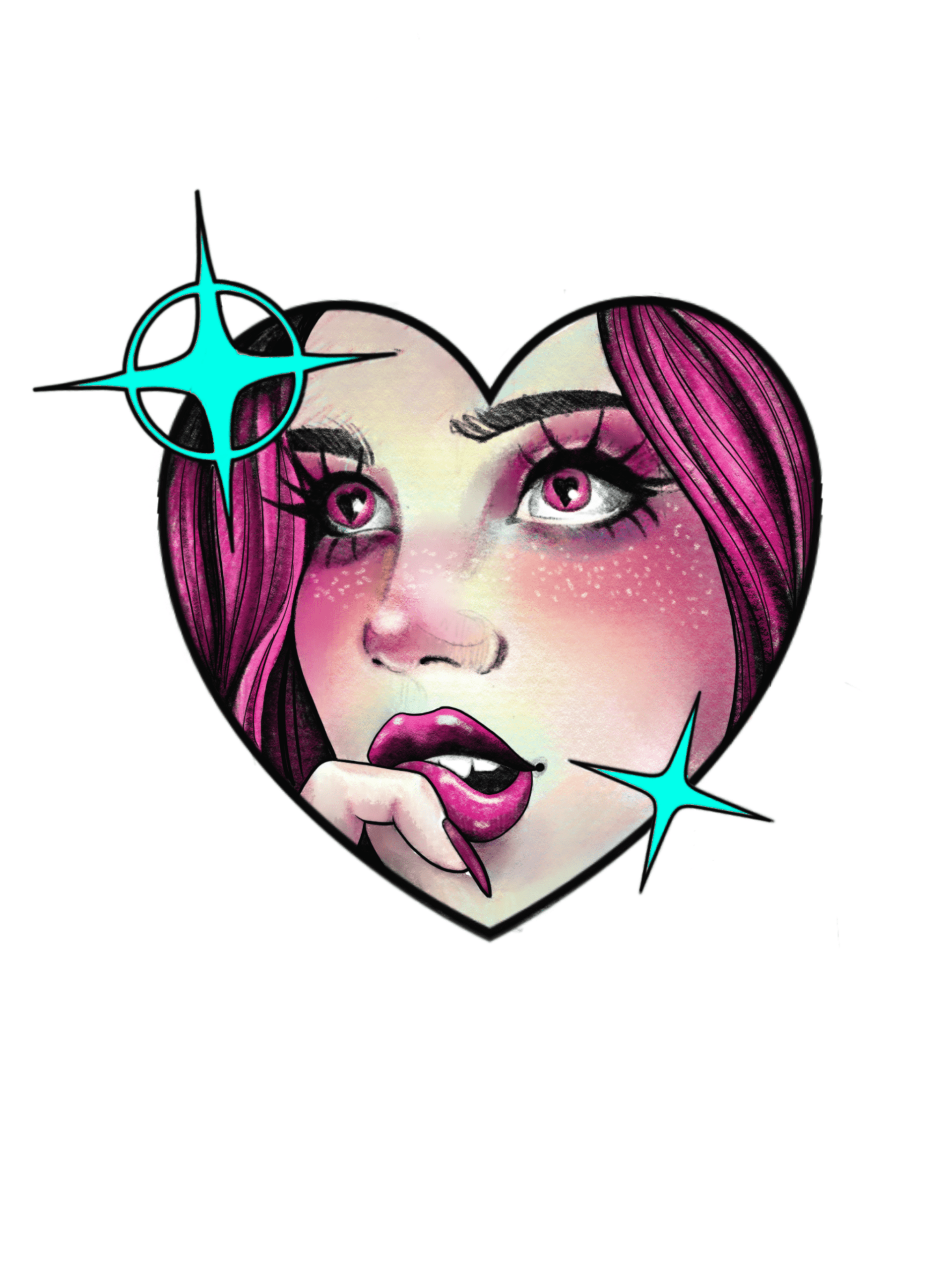 Colorful Heart Eyes Girl