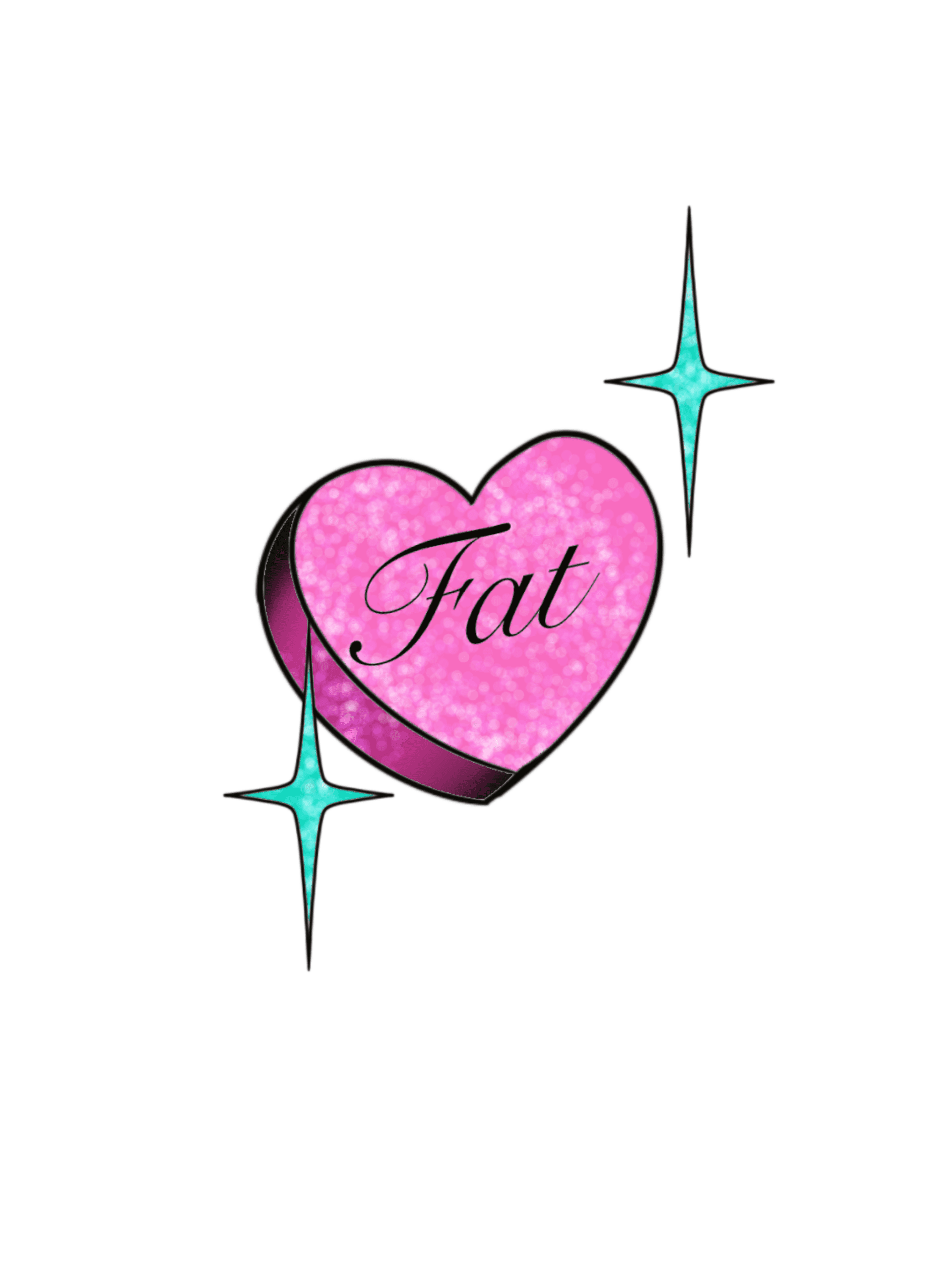 “Fat” Candy Heart flash tattoo design by Megan Echevarria at Anatomy Tattoo in Portland, Oregon