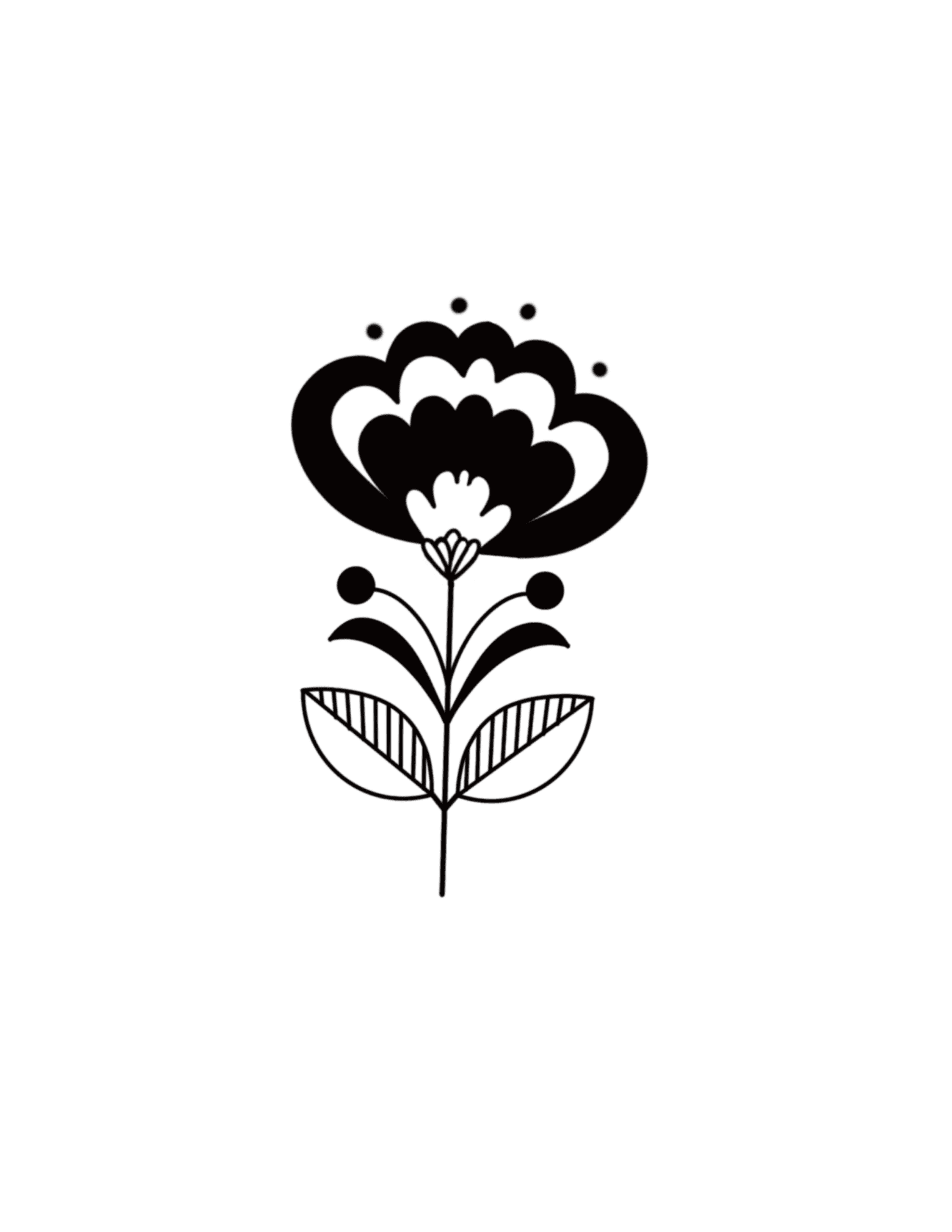 Folk Flower (Black Scallop) flash tattoo design by Lindsay Swing at Anatomy Tattoo in Portland, Oregon