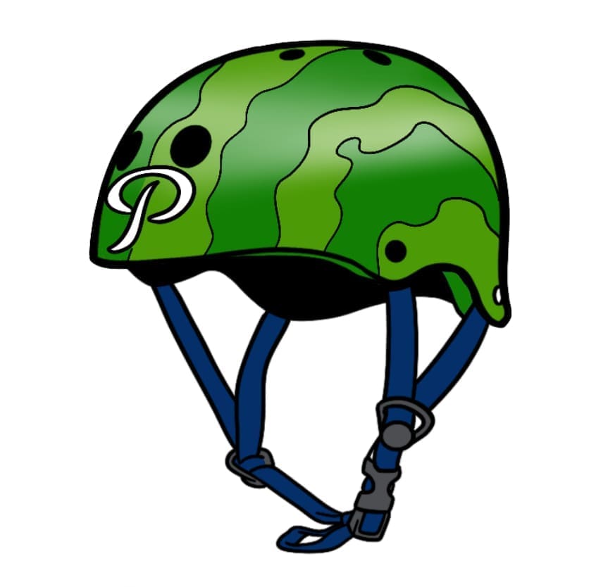 Pickles Helmet flash tattoo design by Portland Pickles Tattoos at Anatomy Tattoo in Portland, Oregon