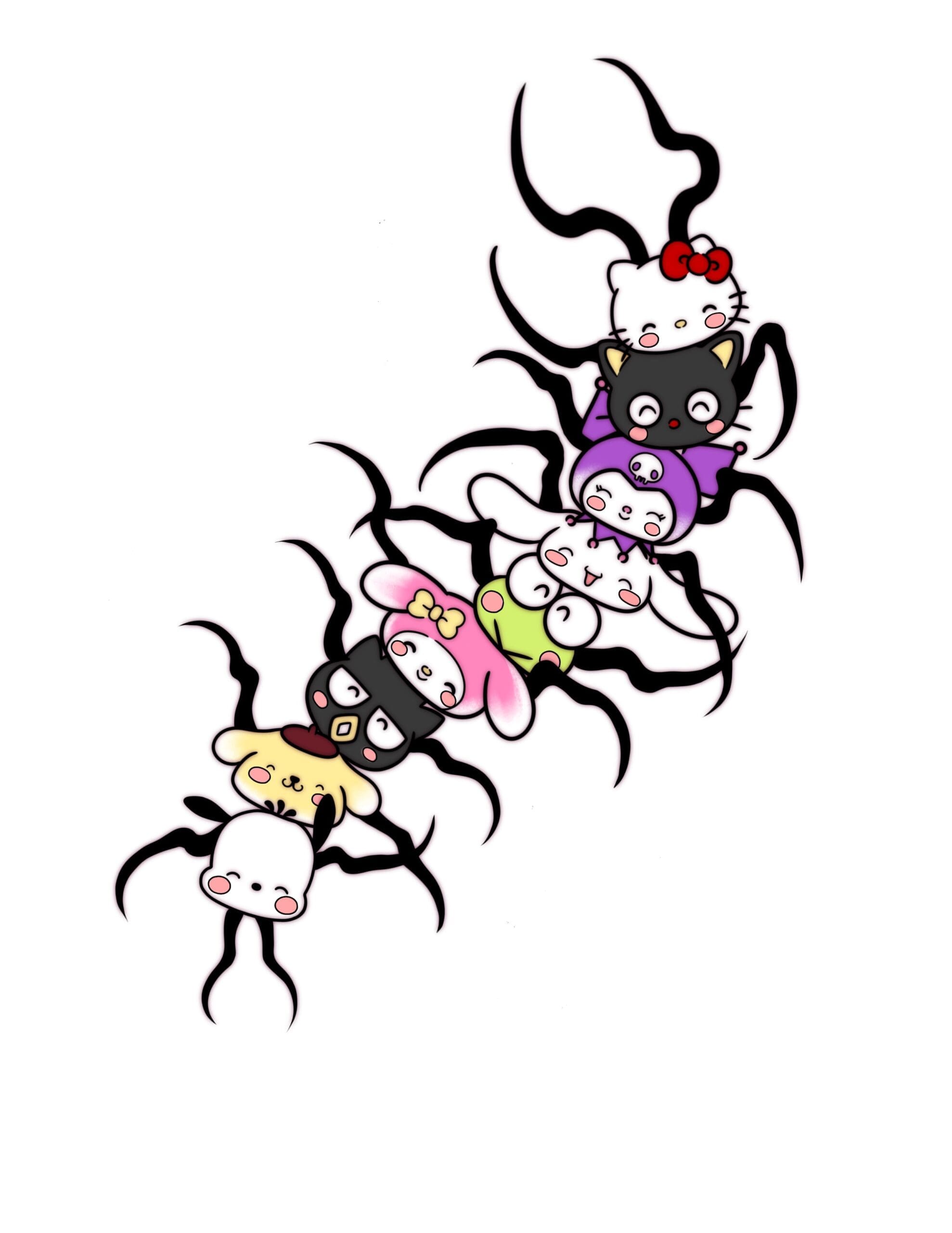 Sanriopede flash tattoo design by Summer Puma at Anatomy Tattoo in Portland, Oregon