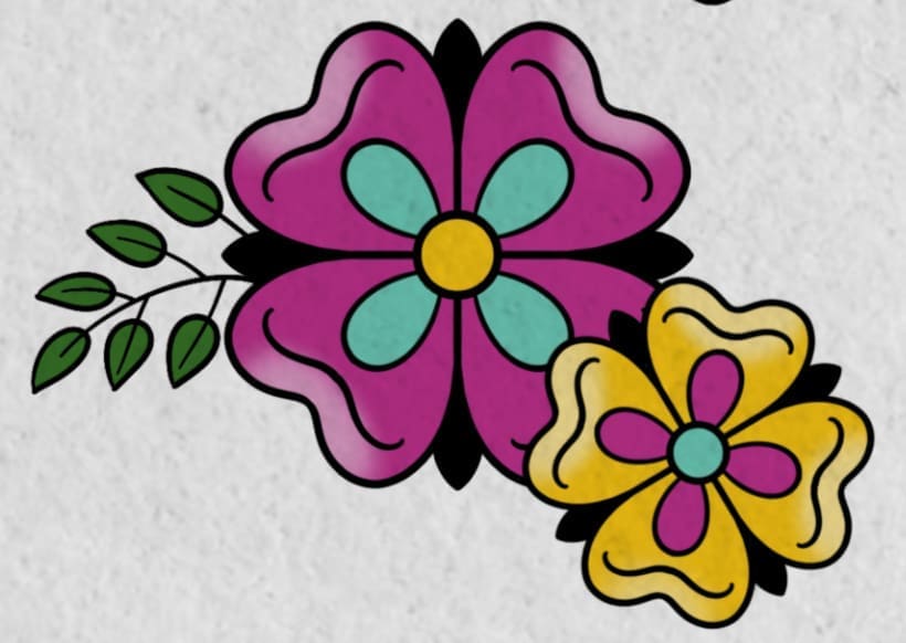 Folk Flowers flash tattoo design by Agnes Hamilton at Anatomy Tattoo in Portland, Oregon