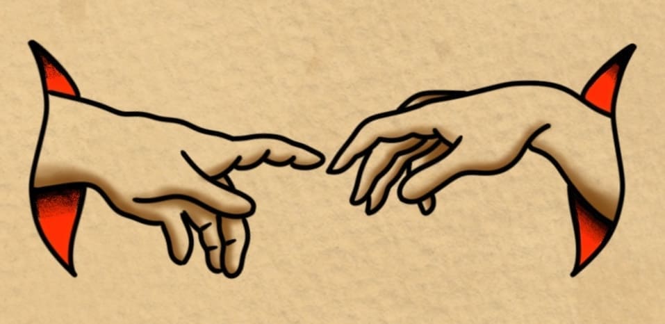 God/Adam Hands Skin Slits Pair