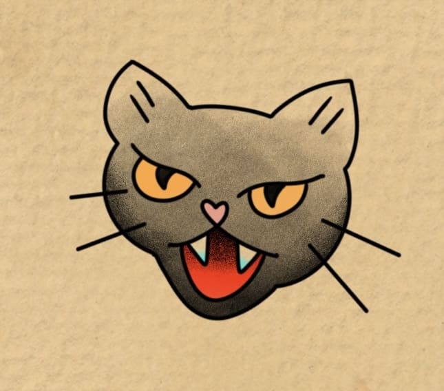 Simple Black Cat Head