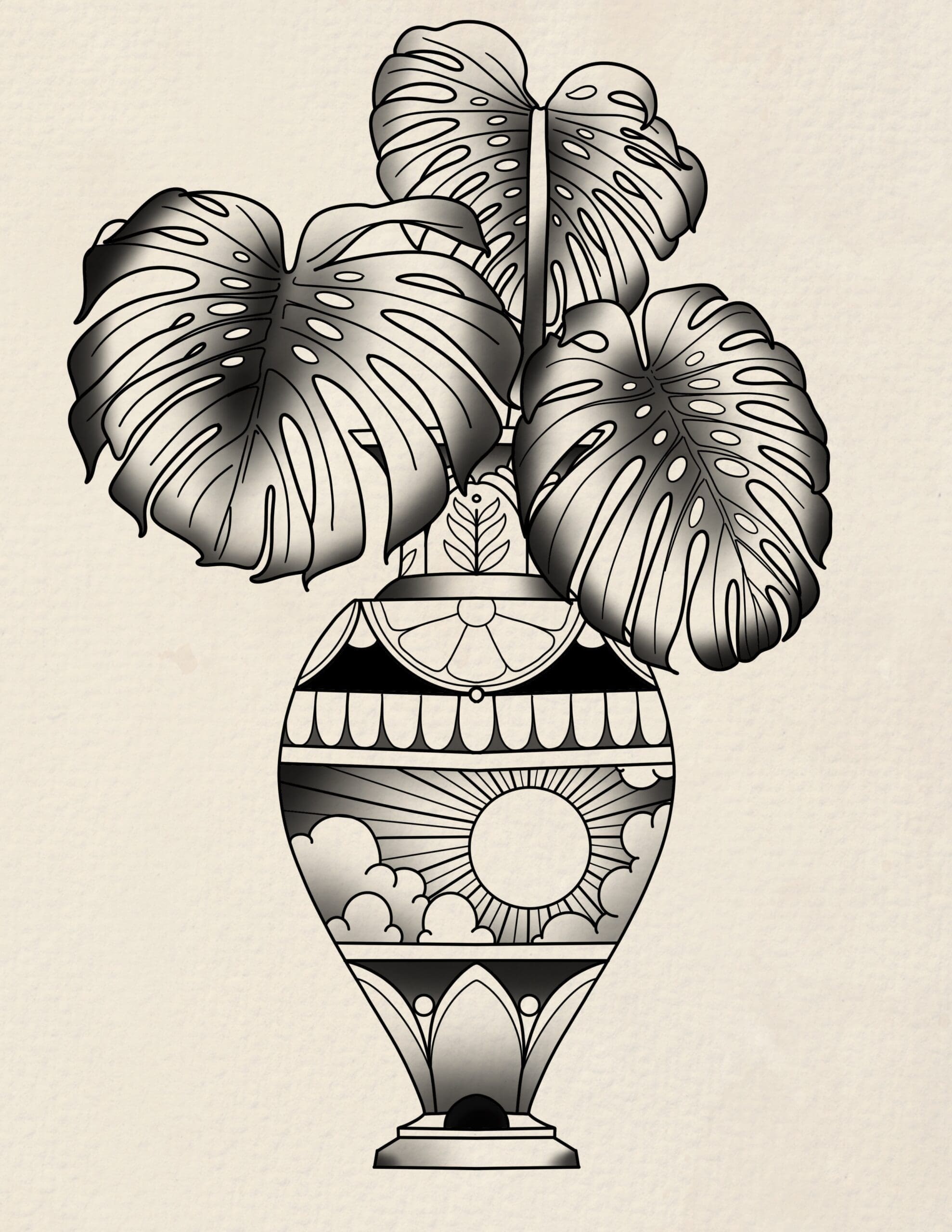 Sun Vase With Monstera